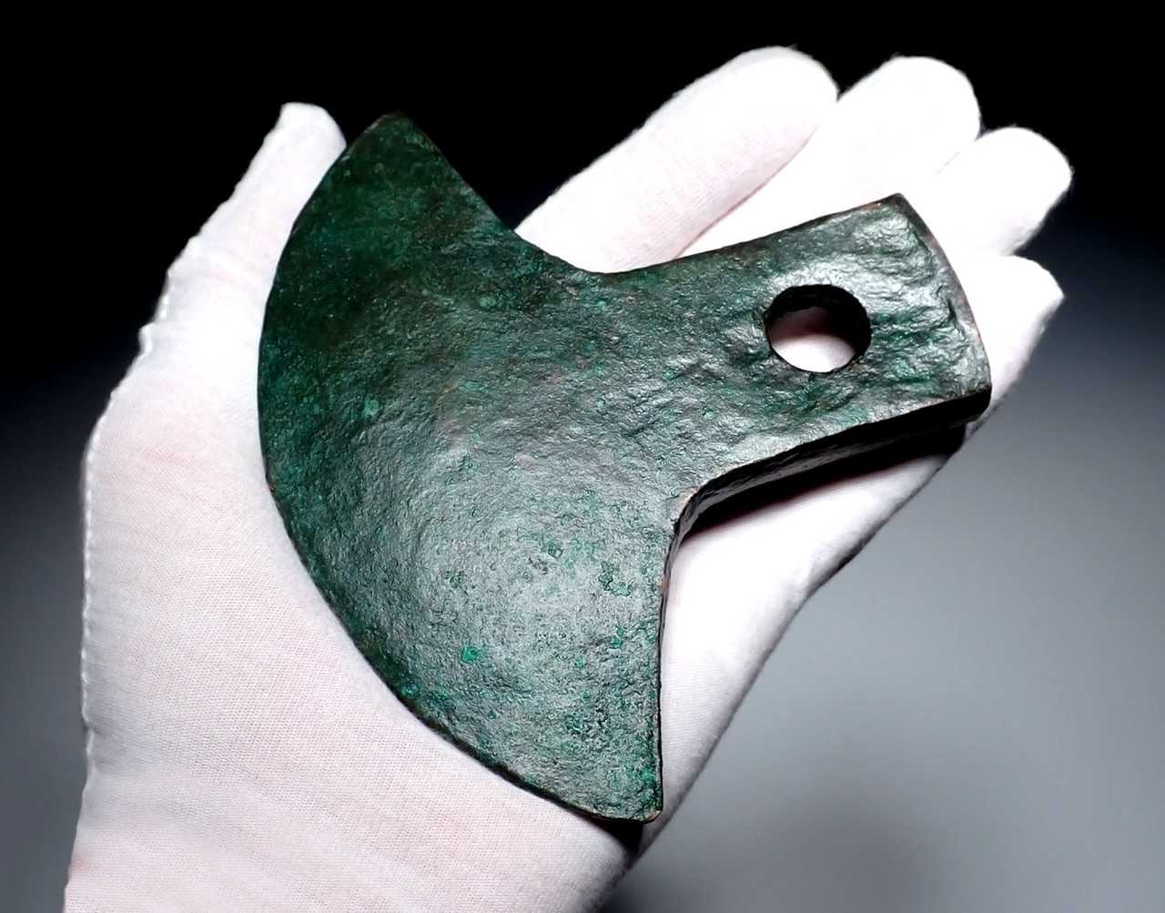 FINEST LARGE PRE-COLUMBIAN INCA PIERCED COPPER BRONZE WAR AXE  *PC653