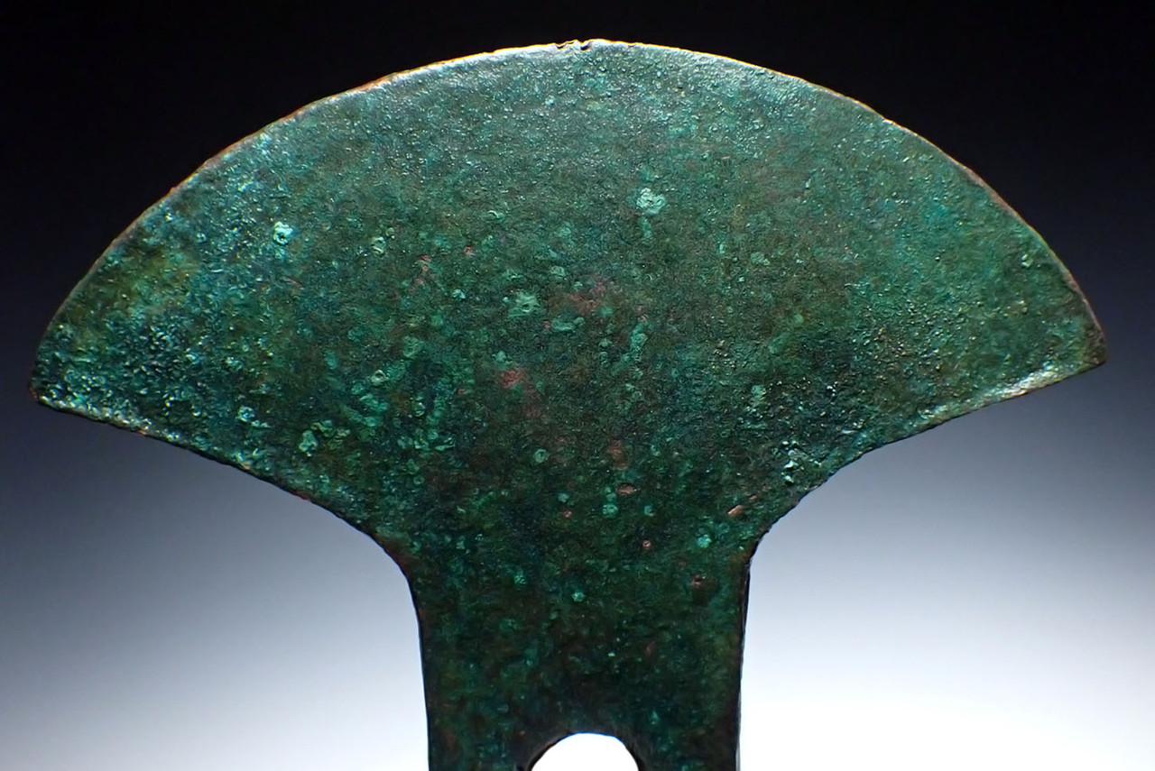 FINEST LARGE PRE-COLUMBIAN INCA PIERCED COPPER BRONZE WAR AXE  *PC653