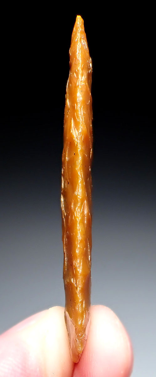 BEST OF THE LIFETIME COLLECTION - LARGE RARE TENERIAN NEOLITHIC GOLD JASPER PRESTIGE ARROWHEAD  *CAP452