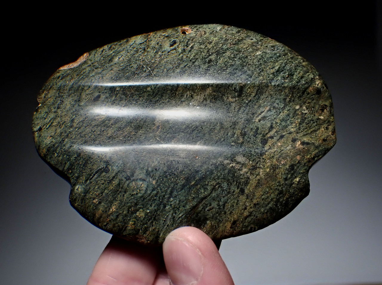 MASSIVE PRE-COLUMBIAN RULING ELITE CLASS MEZCALA CARVED STONE GROOVED AND DRILLED AMULET PENDANT  *PC657