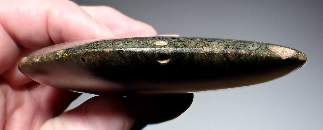 MASSIVE PRE-COLUMBIAN RULING ELITE CLASS MEZCALA CARVED STONE GROOVED AND DRILLED AMULET PENDANT  *PC657