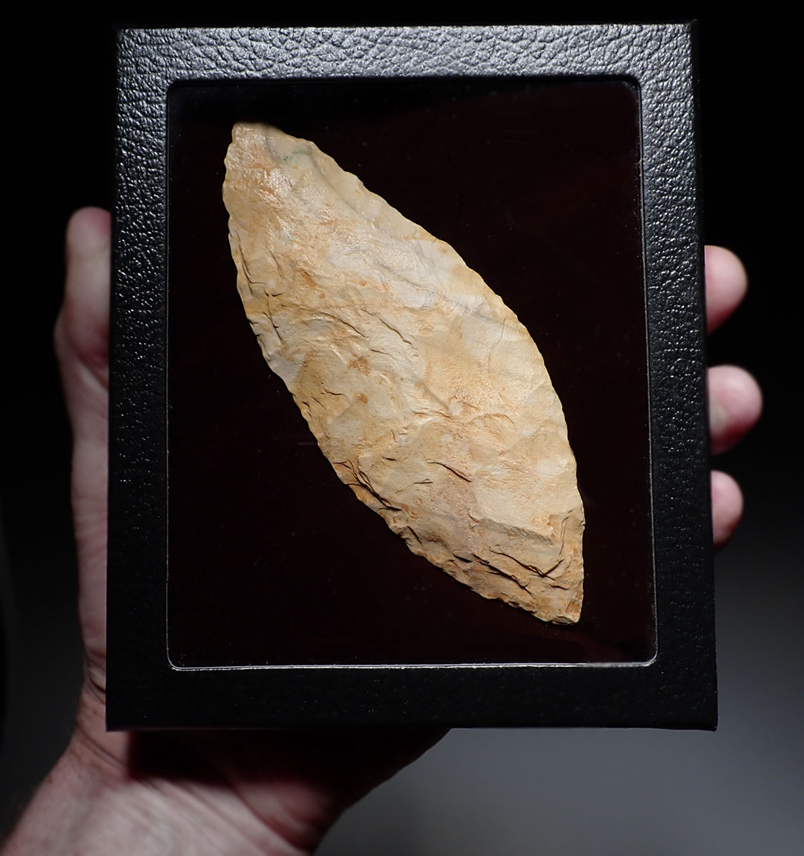 IMPRESSIVE LARGE AFRICA CAPSIAN NEOLITHIC LEAF BLADE KNIFE MADE FROM PETRIFIED WOOD  *CAP455