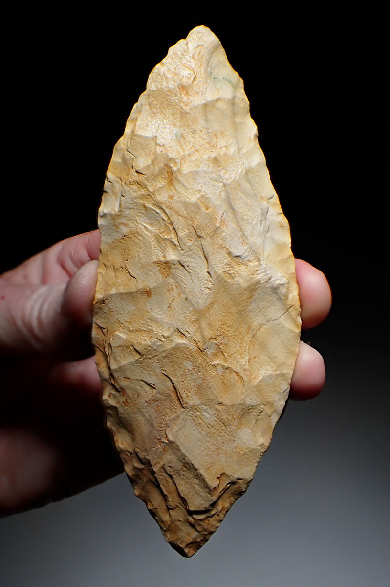 IMPRESSIVE LARGE AFRICA CAPSIAN NEOLITHIC LEAF BLADE KNIFE MADE FROM PETRIFIED WOOD  *CAP455