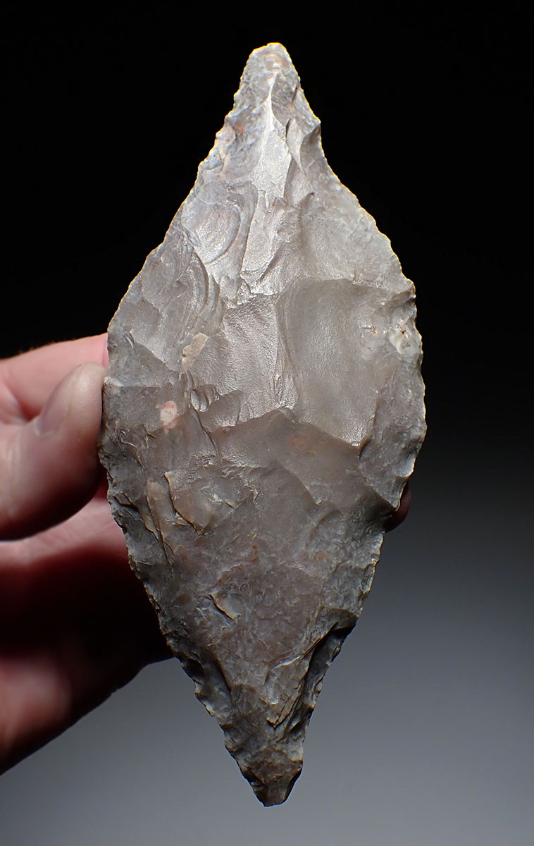 UNUSUAL LARGE PRESTIGE CAPSIAN NEOLITHIC FLAKED PLUM FLINT LEAF BLADE FROM THE SAHARA  *CAP457