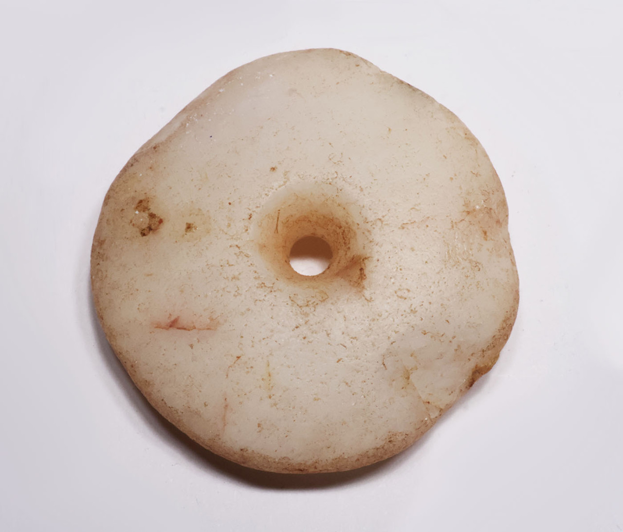 QUARTZ STONE DRILLED DISK TALISMAN BEAD PENDANT FROM THE NEOLITHIC OF CAPSIAN TRADITION OF NW AFRICA  *CAP462