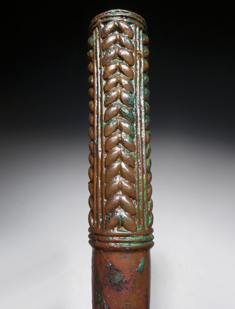 FINEST ANCIENT BRONZE LURISTAN WAR MACE CUDGEL WITH HERRINGBONE DESIGN  *LUR175