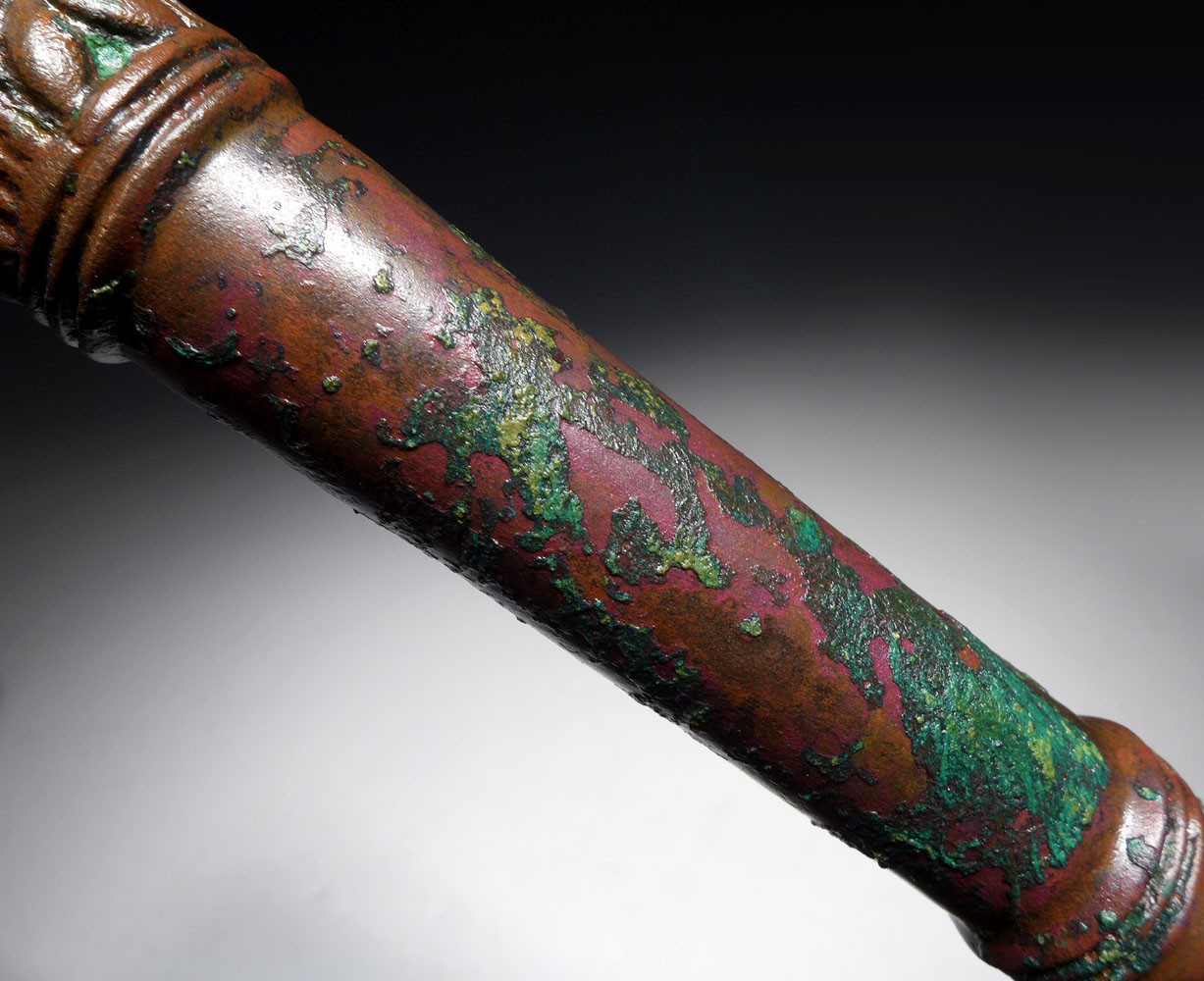 FINEST ANCIENT BRONZE LURISTAN WAR MACE CUDGEL WITH HERRINGBONE DESIGN  *LUR175
