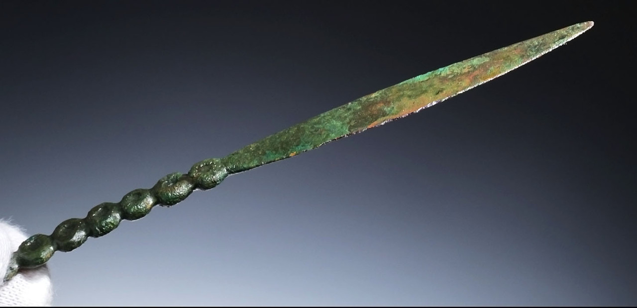 DECORATIVE ANCIENT SCYTHIAN BRONZE RAZOR KNIFE FROM A HORSEBACK STEPPE NOMAD  *LUR461