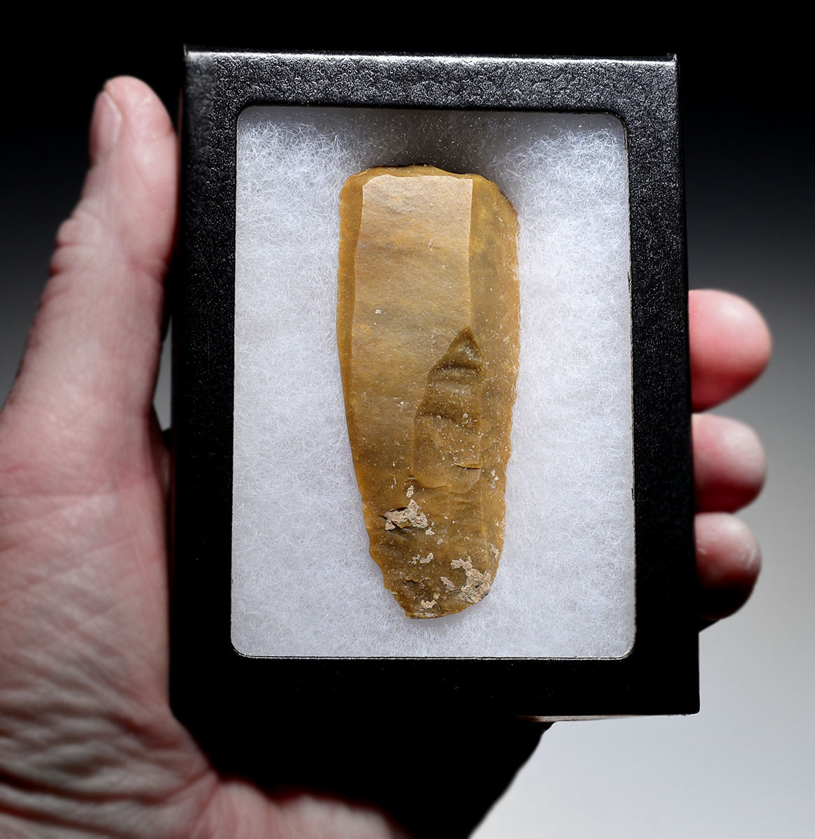 SUPREME BALKAN EARLY NEOLITHIC CORE-STRUCK HONEY GOLD FLINT BLADE FLAKE TOOL FROM THE FIRST FARMING SOCIETY  *N360