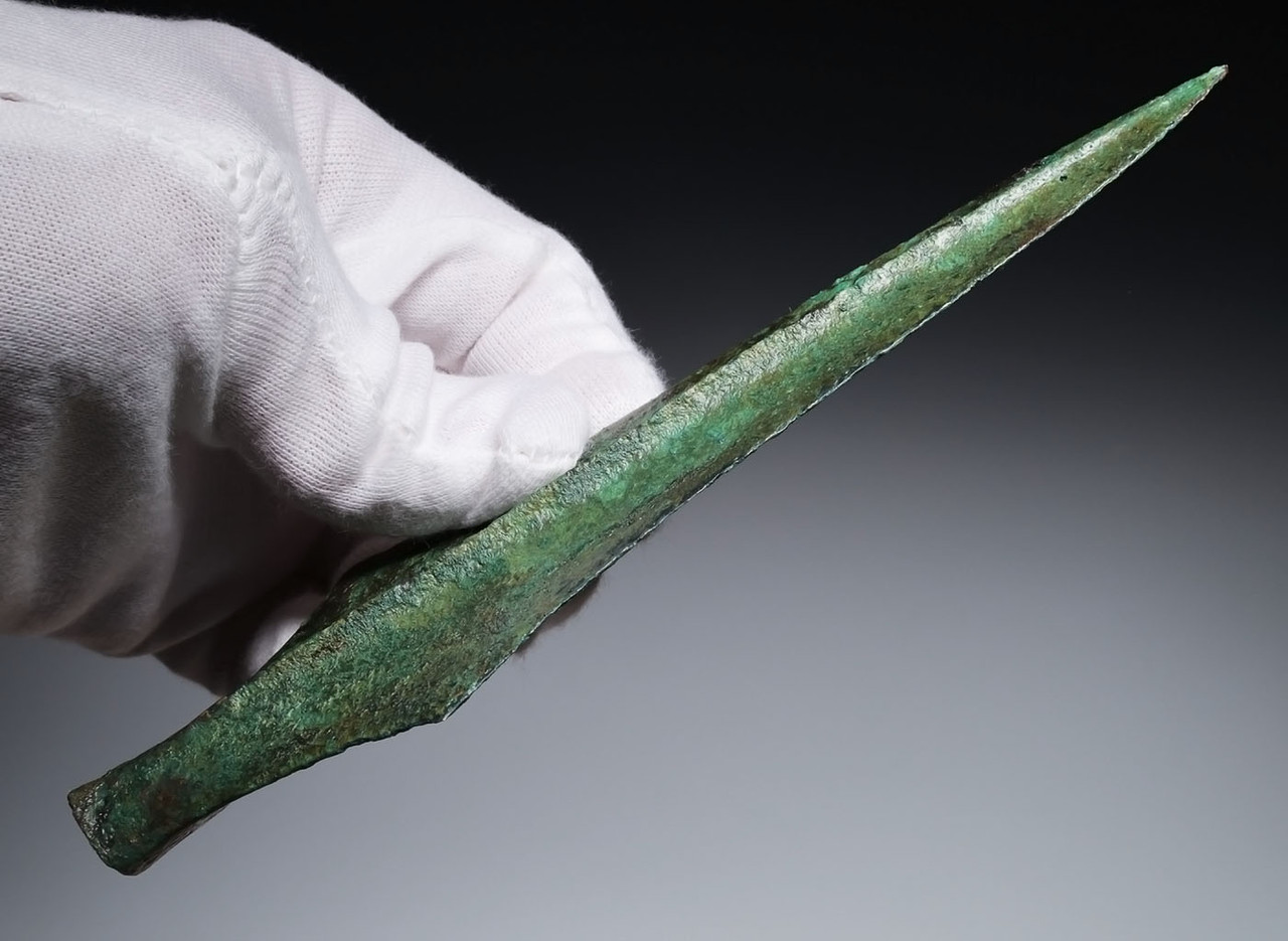 NOBLE CLASS ANCIENT LAC VIET FLARED BRONZE SPEARHEAD FROM THE SOUTHEAST ASIA DONG SON CULTURE  *SEA48