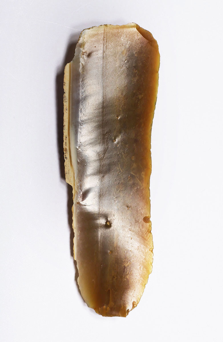 EXCEPTIONAL NEANDERTHAL MOUSTERIAN FLINT NATURALLY BACKED KNIFE FLAKE TOOL FROM FAMOUS MIDDLE PALEOLITHIC SITE IN FRANCE  *M537