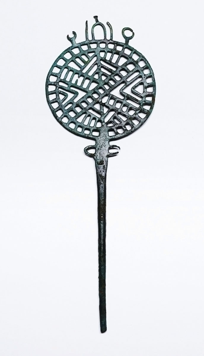 ANCIENT BRONZE OPENWORK DISK STICK PIN OF THE EASTERN SAKA SCYTHIANS  *LUR456