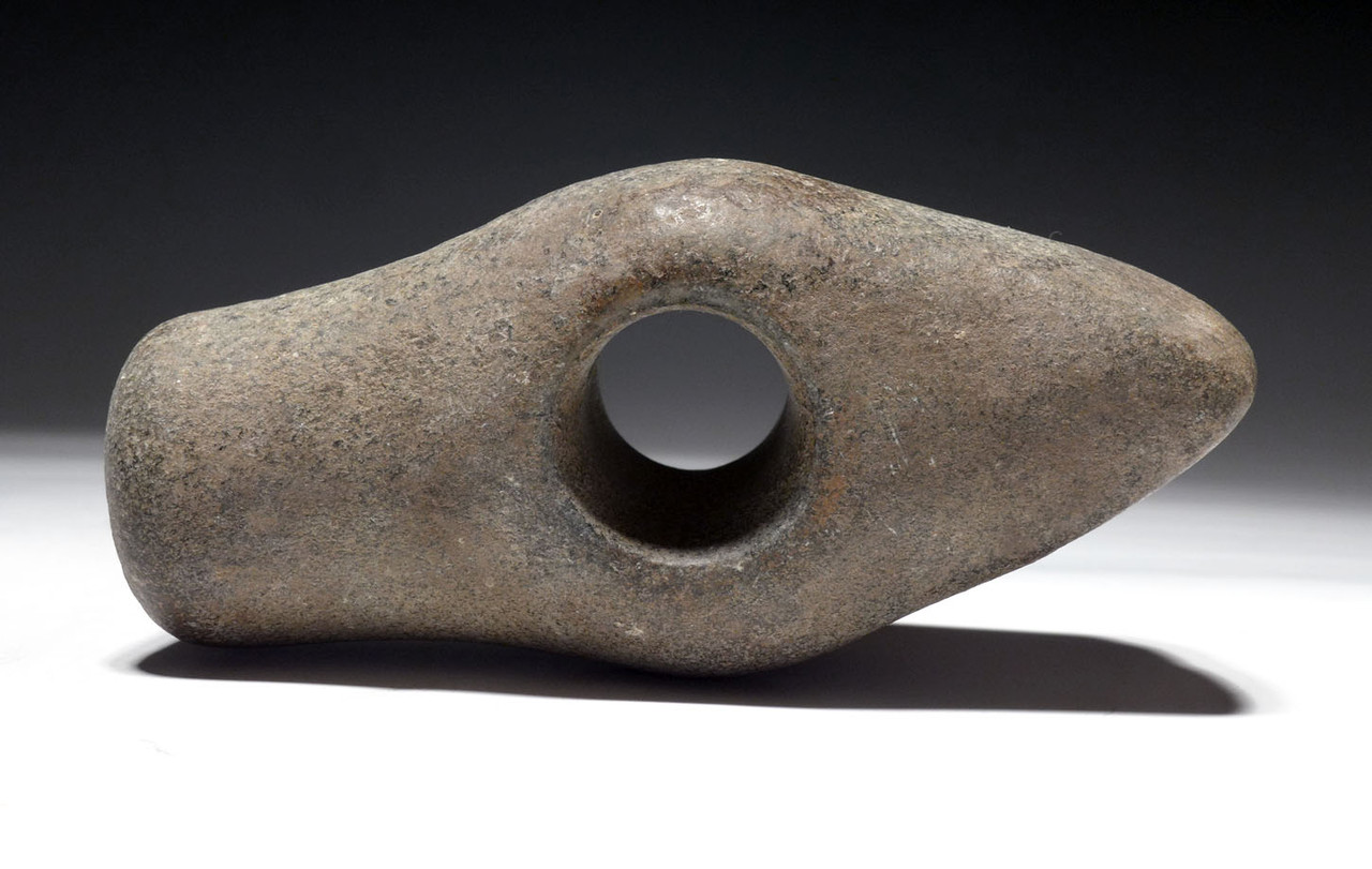 DECORATIVE BOAT AXE STONE BATTLE AXE OF THE EUROPEAN CORDED WARE CULTURE  *N235