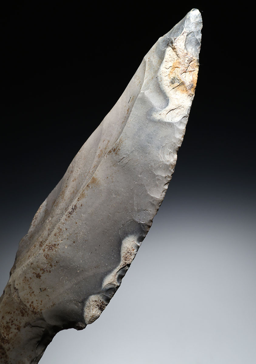 SUPERB MAYAN PRE-COLUMBIAN CHERT DAGGER STEMMED MACRO BLADE KNIFE  *PC671