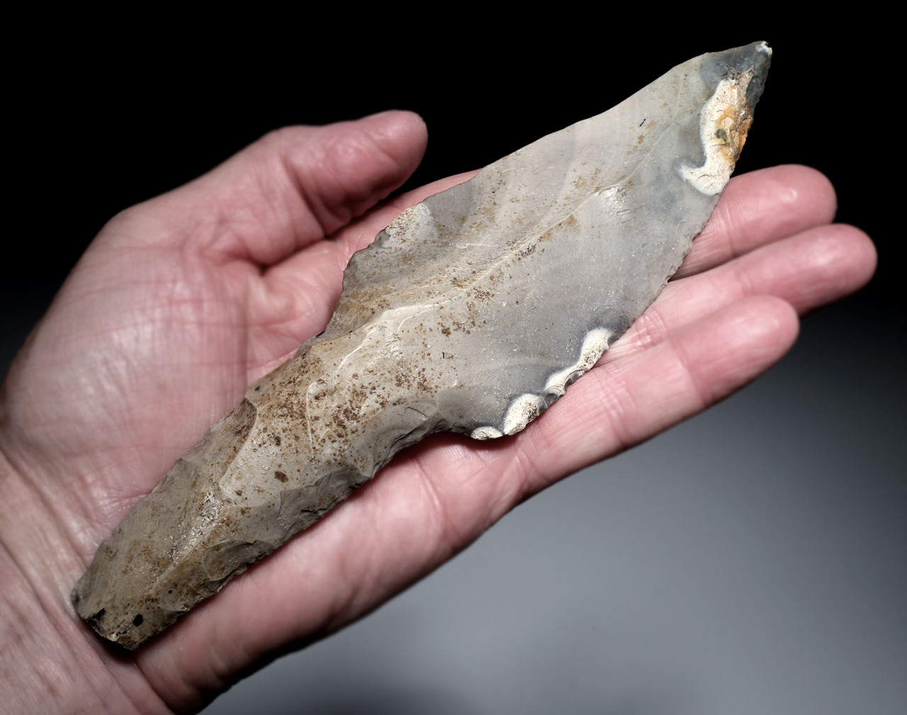 SUPERB MAYAN PRE-COLUMBIAN CHERT DAGGER STEMMED MACRO BLADE KNIFE  *PC671
