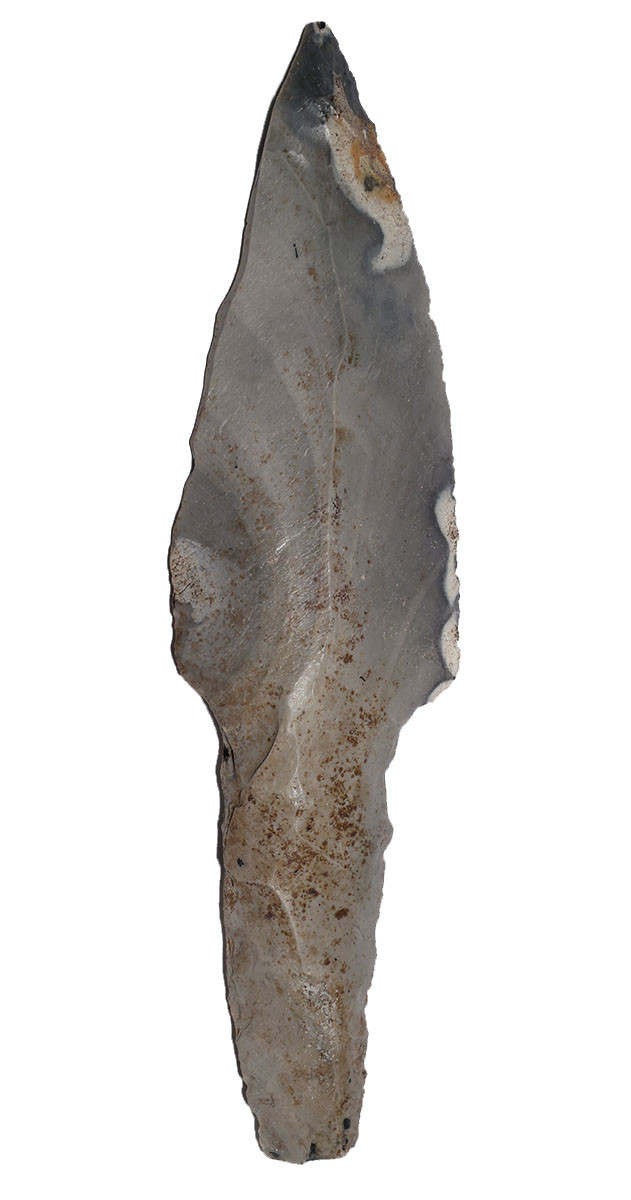 SUPERB MAYAN PRE-COLUMBIAN CHERT DAGGER STEMMED MACRO BLADE KNIFE  *PC671