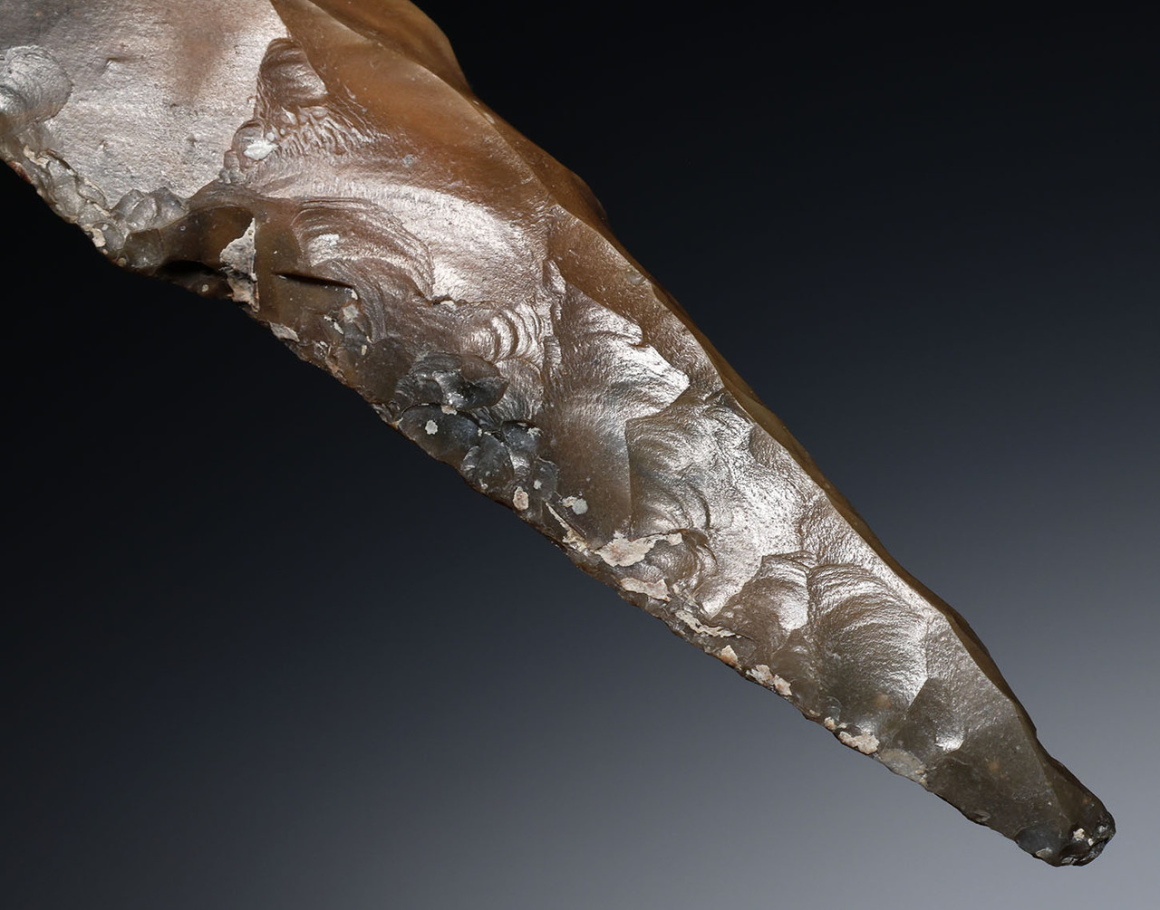 LARGE MUSEUM-CLASS MAYAN PRE-COLUMBIAN STONE MACRO BLADE STEMMED DAGGER  *PC673