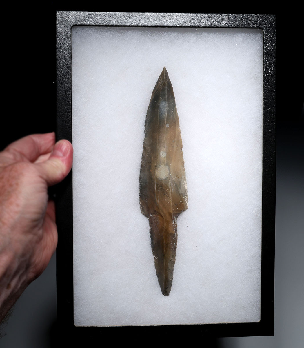 LARGE MUSEUM-CLASS MAYAN PRE-COLUMBIAN STONE MACRO BLADE STEMMED DAGGER  *PC673