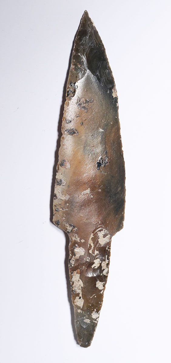 LARGE MUSEUM-CLASS MAYAN PRE-COLUMBIAN STONE MACRO BLADE STEMMED DAGGER  *PC673