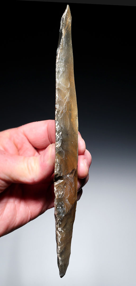LARGE MUSEUM-CLASS MAYAN PRE-COLUMBIAN STONE MACRO BLADE STEMMED DAGGER  *PC673