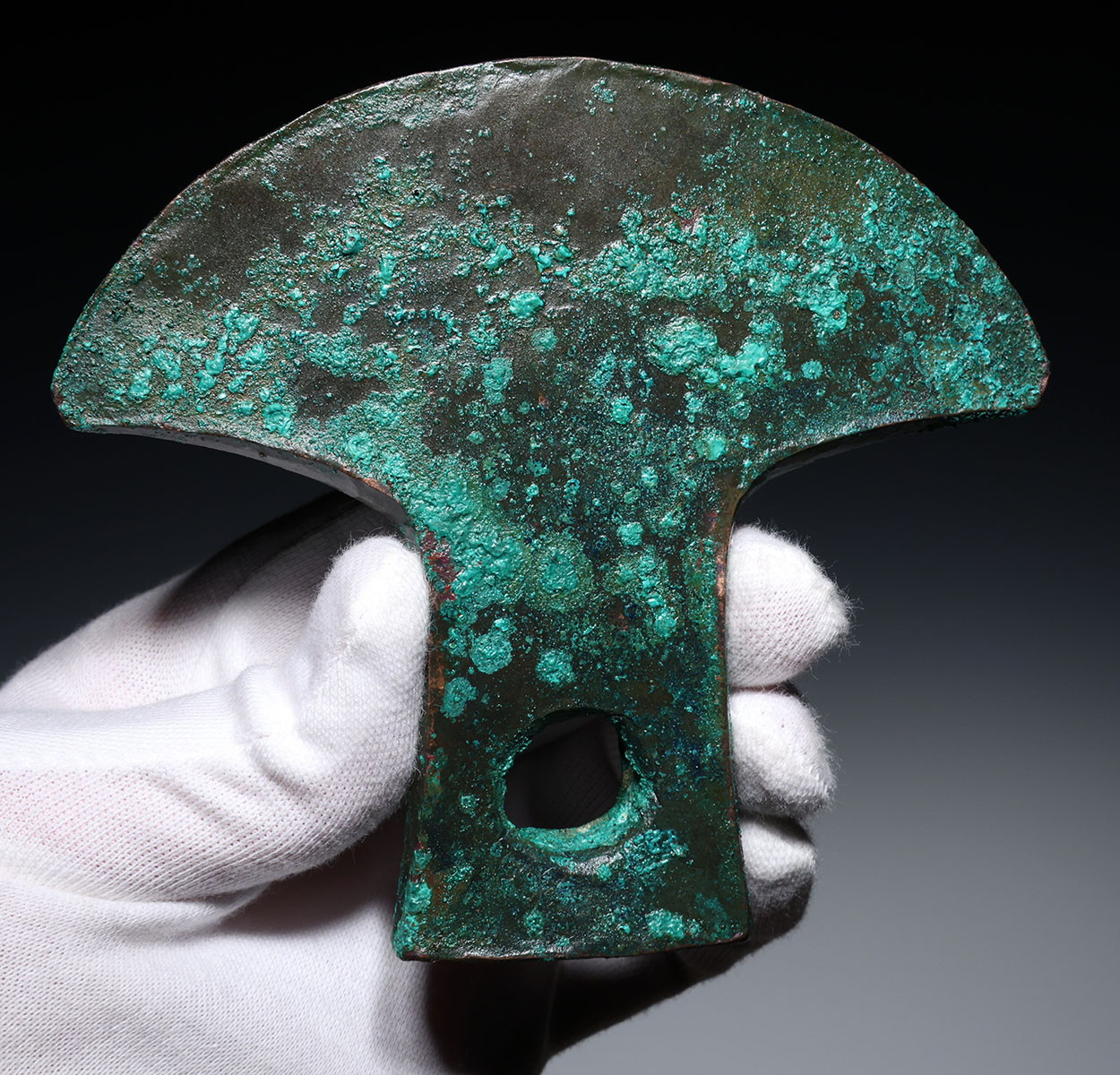 FINEST LARGE PRE-COLUMBIAN INCA PIERCED COPPER BRONZE WAR AXE  *PC675