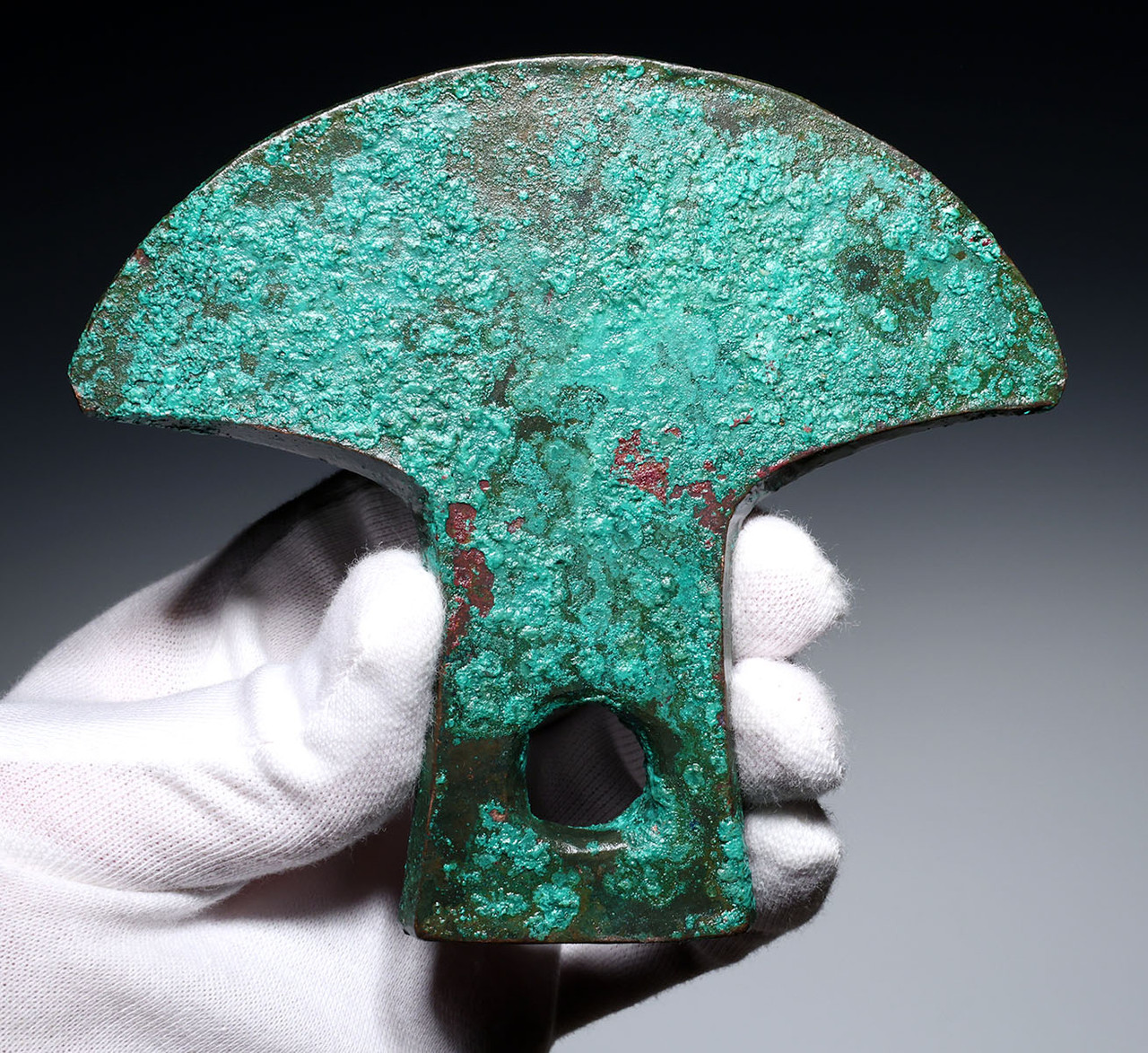 FINEST LARGE PRE-COLUMBIAN INCA PIERCED COPPER BRONZE WAR AXE  *PC675
