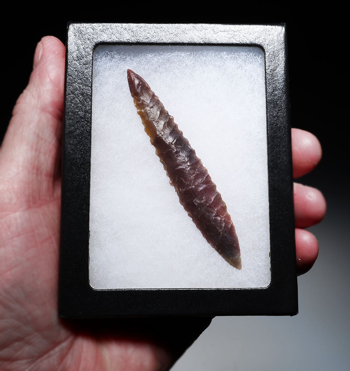 LARGE FINEST INVESTMENT GRADE CAPSIAN AFRICAN NEOLITHIC SERRATED ARROWHEAD FOR DEEP PENETRATION  *CAP486