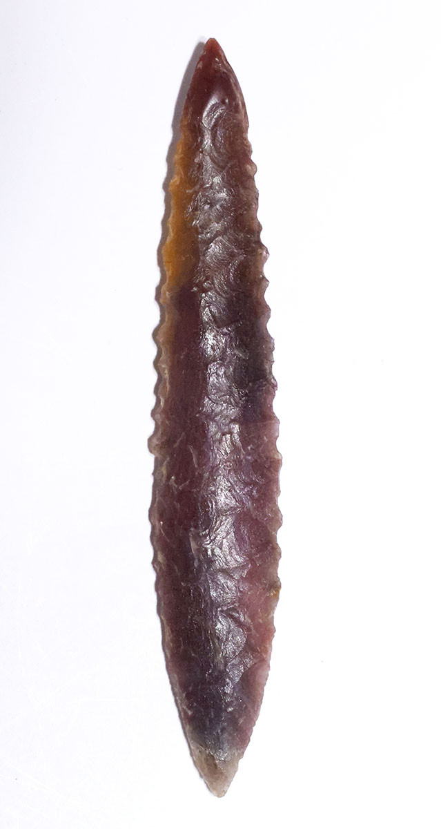 LARGE FINEST INVESTMENT GRADE CAPSIAN AFRICAN NEOLITHIC SERRATED ARROWHEAD FOR DEEP PENETRATION  *CAP486