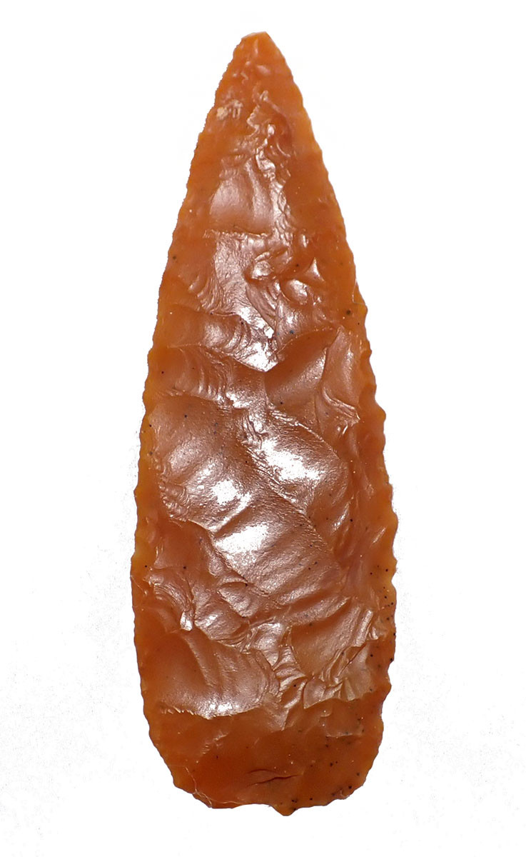 BEST OF THE LIFETIME COLLECTION - LARGE RARE TENERIAN NEOLITHIC GOLD JASPER PRESTIGE ARROWHEAD  *CAP452