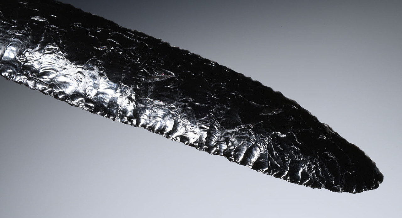 MUSEUM-CLASS PRE-COLUMBIAN AZTEC OBSIDIAN HUMAN SACRIFICE FLAYING BLADE FOR XIPE TOTEC RITUALS  *PC664