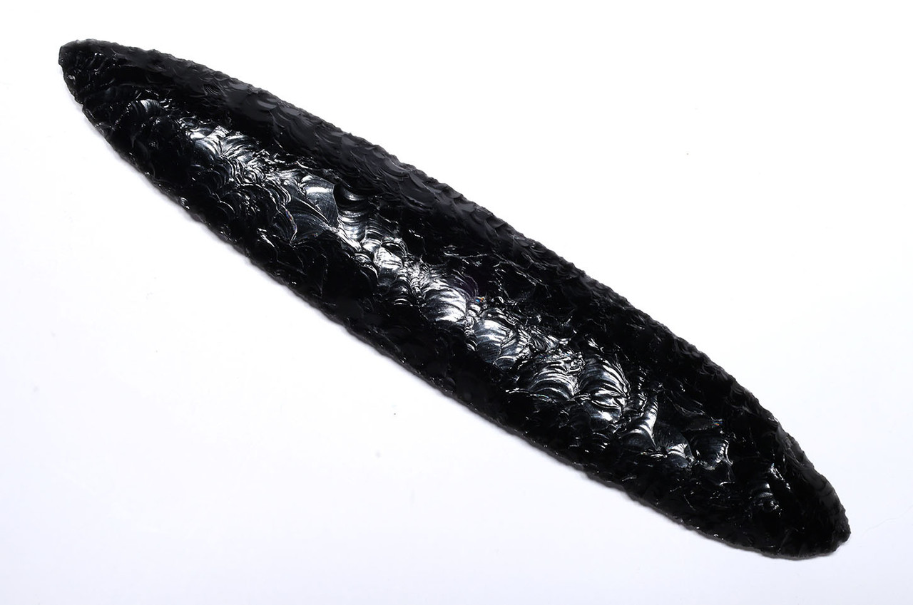 MUSEUM-CLASS PRE-COLUMBIAN AZTEC OBSIDIAN HUMAN SACRIFICE FLAYING BLADE FOR XIPE TOTEC RITUALS  *PC664