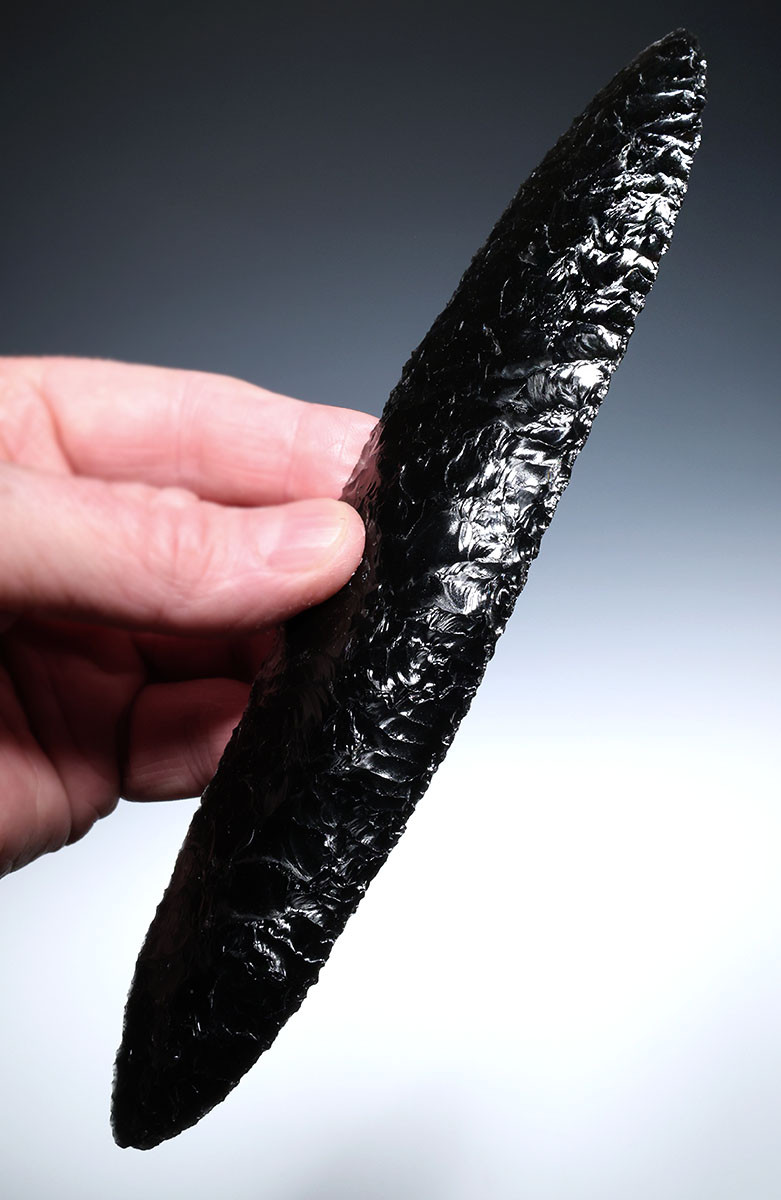 MUSEUM-CLASS PRE-COLUMBIAN AZTEC OBSIDIAN HUMAN SACRIFICE FLAYING BLADE FOR XIPE TOTEC RITUALS  *PC664