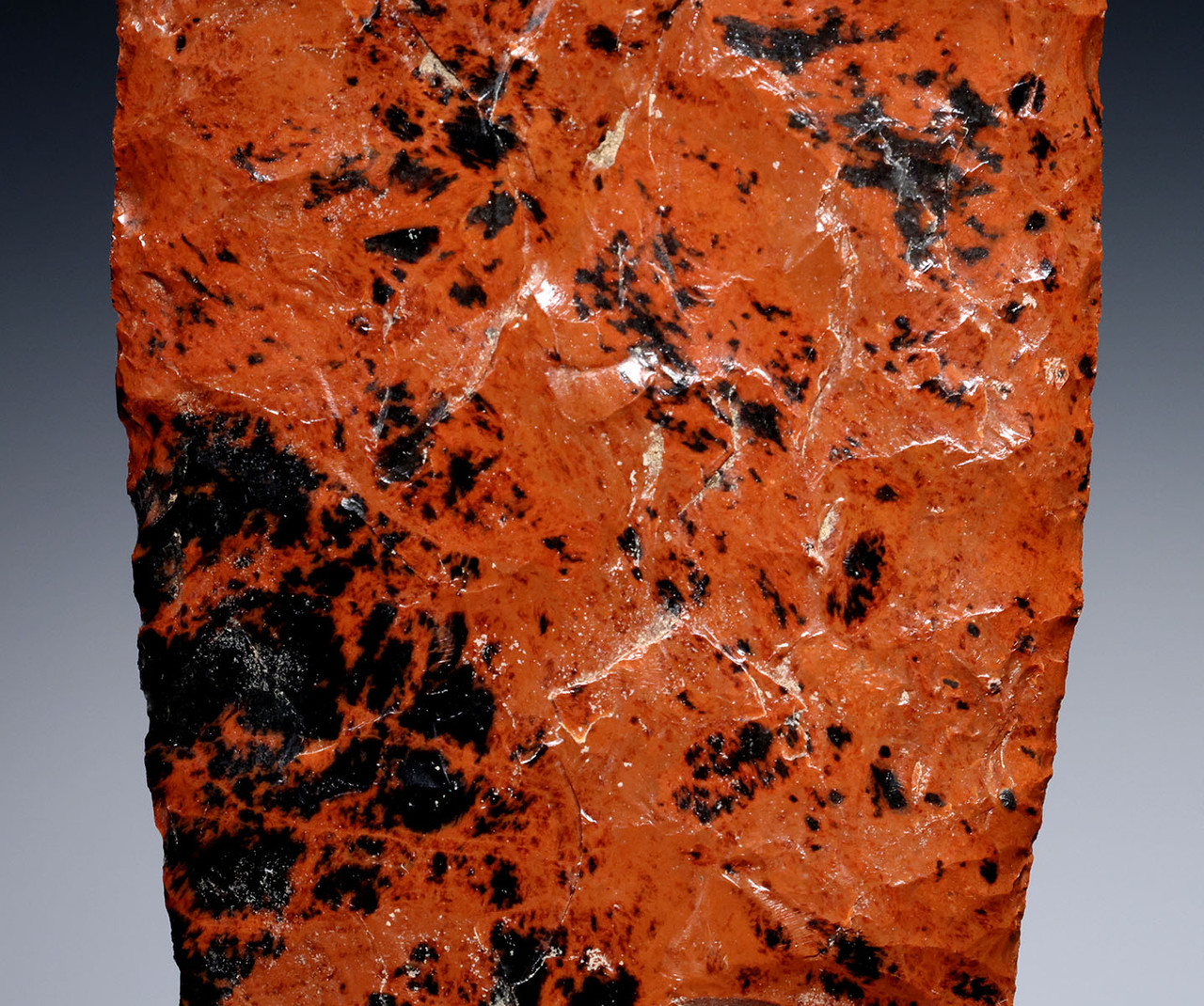 LARGE RED MAHOGANY OBSIDIAN INVESTMENT-CLASS MAYAN PRE-COLUMBIAN BIFACIAL KNIFE DAGGER BLADE FOR HEART-REMOVAL SACRIFICE  *PC669