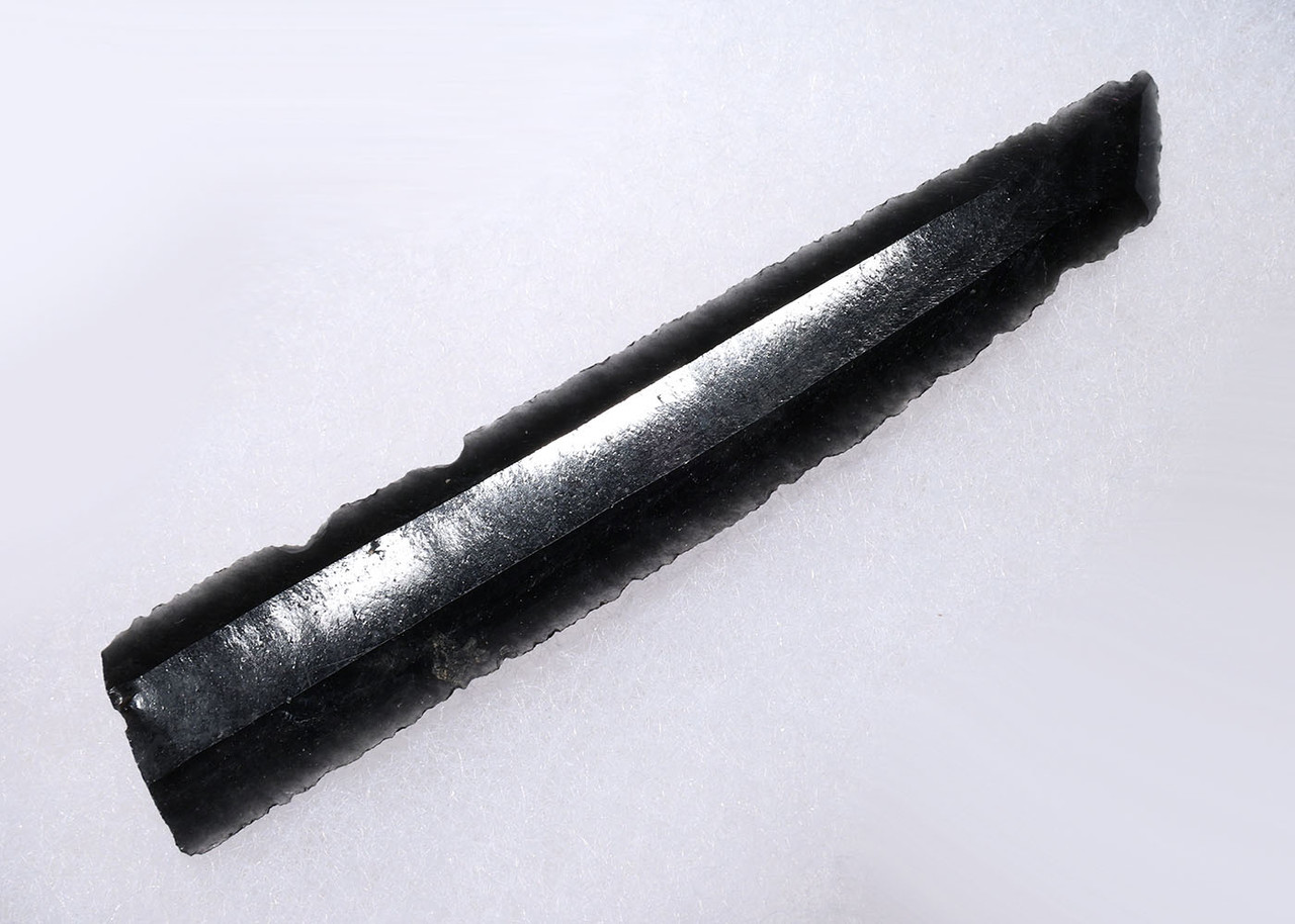 UNBROKEN AZTEC PRE-COLUMBIAN OBSIDIAN PRISMATIC BLADE FOR RITUAL BLOOD-LETTING SACRIFICE  *PC682
