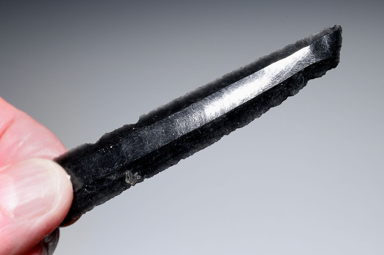 UNBROKEN AZTEC PRE-COLUMBIAN OBSIDIAN PRISMATIC BLADE FOR RITUAL BLOOD-LETTING SACRIFICE  *PC682
