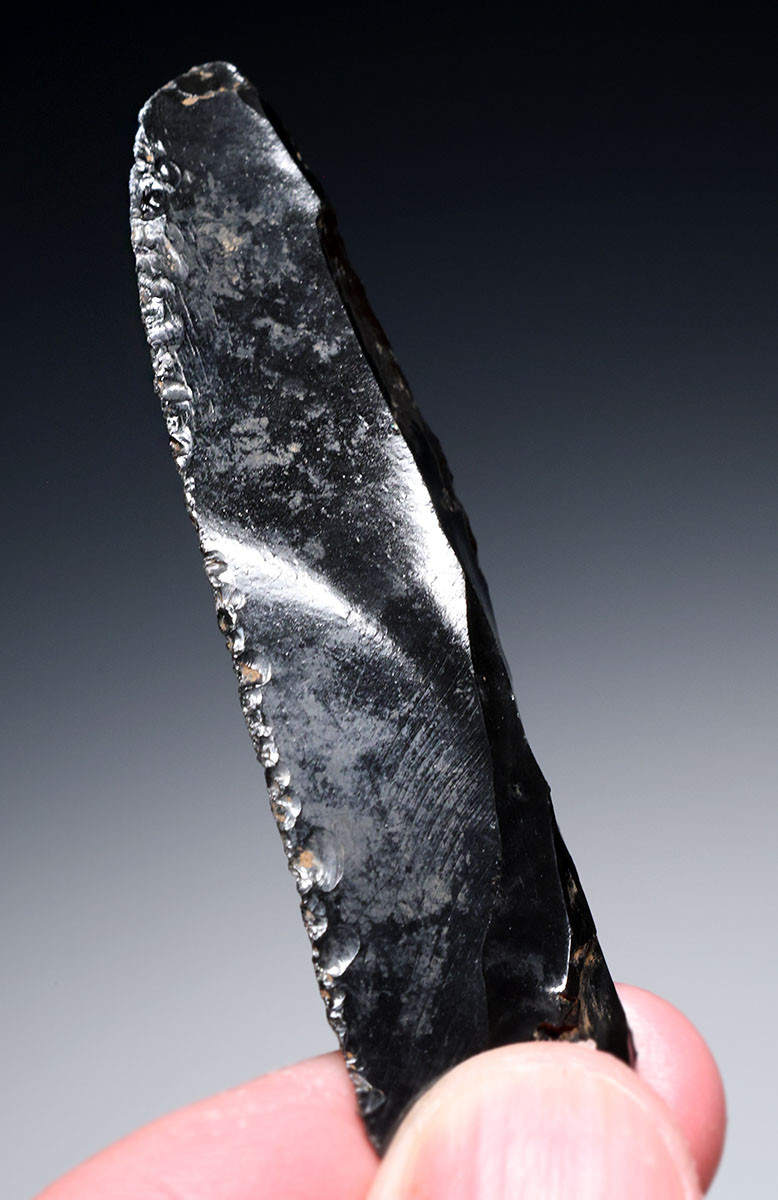 UNBROKEN AZTEC PRE-COLUMBIAN OBSIDIAN PRISMATIC BLADE WITH USE WEAR FOR RITUAL BLOOD-LETTING SACRIFICE  *PC677