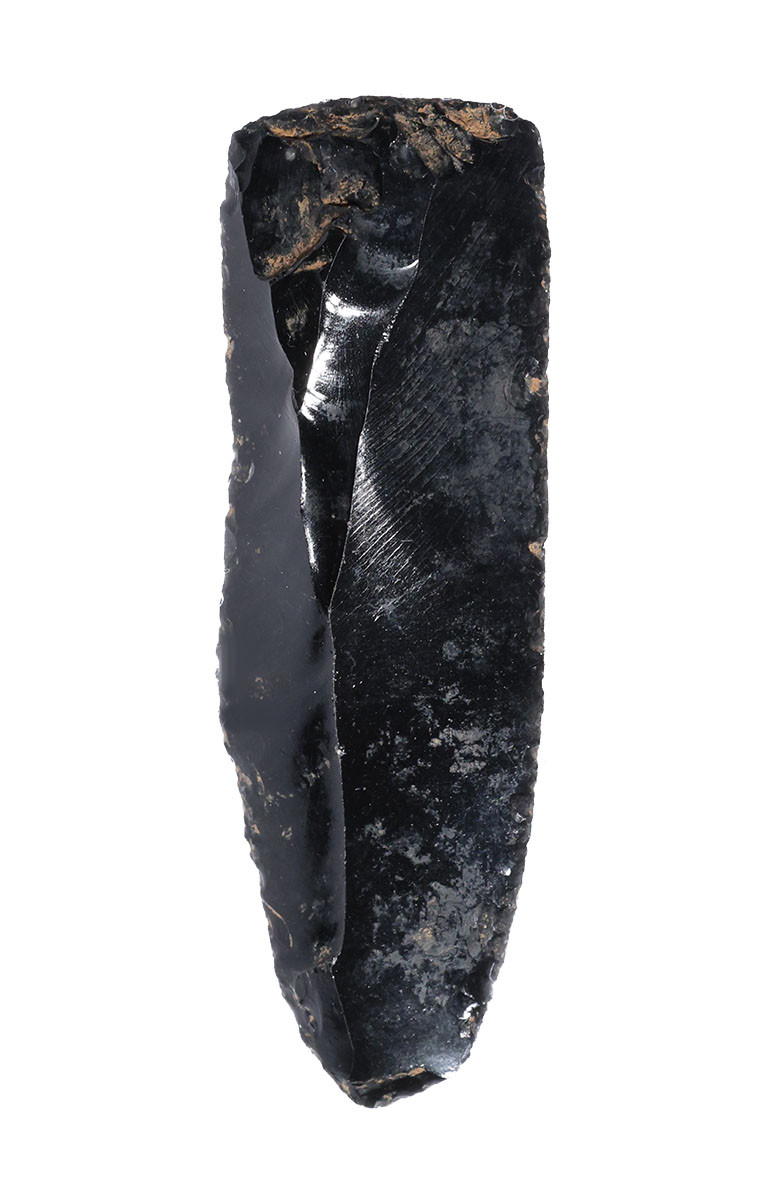 UNBROKEN AZTEC PRE-COLUMBIAN OBSIDIAN PRISMATIC BLADE WITH USE WEAR FOR RITUAL BLOOD-LETTING SACRIFICE  *PC677
