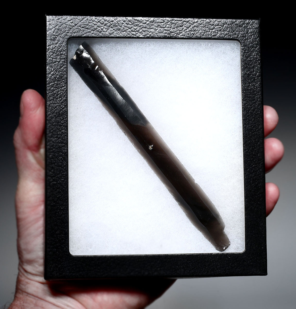 RARE FINEST MAXIMUM SIZE UNBROKEN AZTEC PRE-COLUMBIAN OBSIDIAN PRISMATIC BLADE FOR RITUAL BLOOD-LETTING SACRIFICE  *PC680