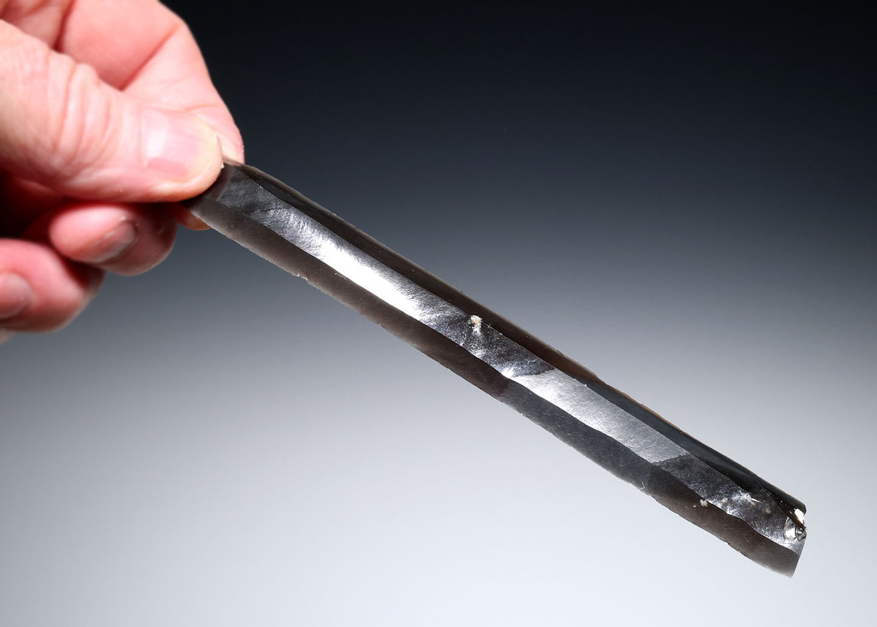 RARE FINEST MAXIMUM SIZE UNBROKEN AZTEC PRE-COLUMBIAN OBSIDIAN PRISMATIC BLADE FOR RITUAL BLOOD-LETTING SACRIFICE  *PC680