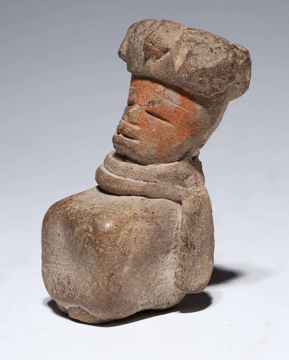 TEOTIHUACAN PRE-COLUMBIAN SMALL CERAMIC SEATED VOTIVE ELITE FIGURE STATUE  *PC687