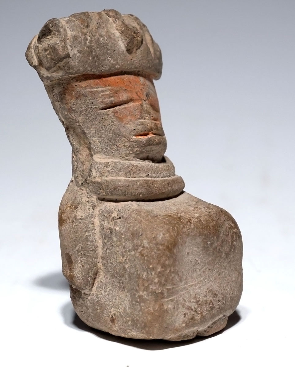TEOTIHUACAN PRE-COLUMBIAN SMALL CERAMIC SEATED VOTIVE ELITE FIGURE STATUE  *PC687