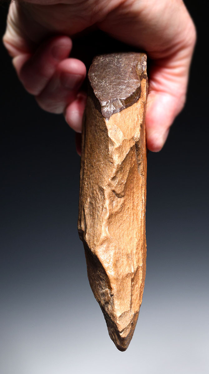  INVESTMENT-CLASS BI-COLORED ACHEULEAN HAND AXE MADE BY HOMO ERGASTER OF STONE AGE AFRICA  *ACH492