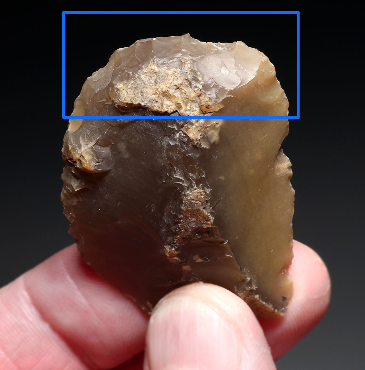 EXCELLENT NEANDERTHAL MOUSTERIAN COMBINATION END AND SIDE SCRAPER FLINT FLAKE TOOL FROM THE FRENCH ALPS OF LA FAURIE FRANCE  *M548