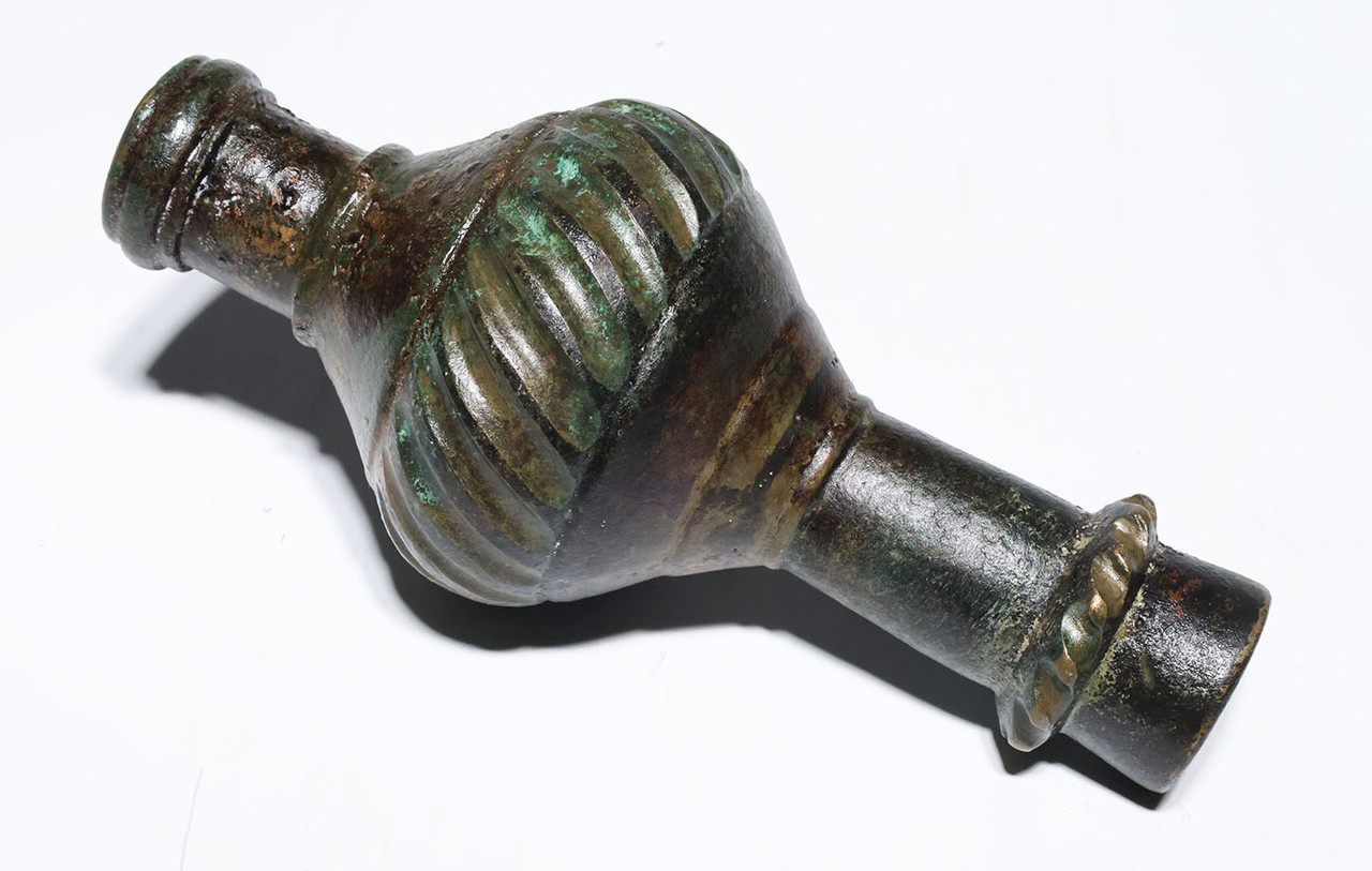 LARGE INDO-PERSIAN OFFICERS GLOBULAR WAR MACE HEAD OF GILDED COPPER FROM AN ISLAMIC KNIGHT  *LUR473