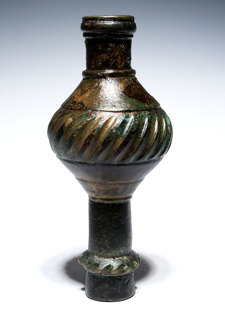 LARGE INDO-PERSIAN OFFICERS GLOBULAR WAR MACE HEAD OF GILDED COPPER FROM AN ISLAMIC KNIGHT  *LUR473