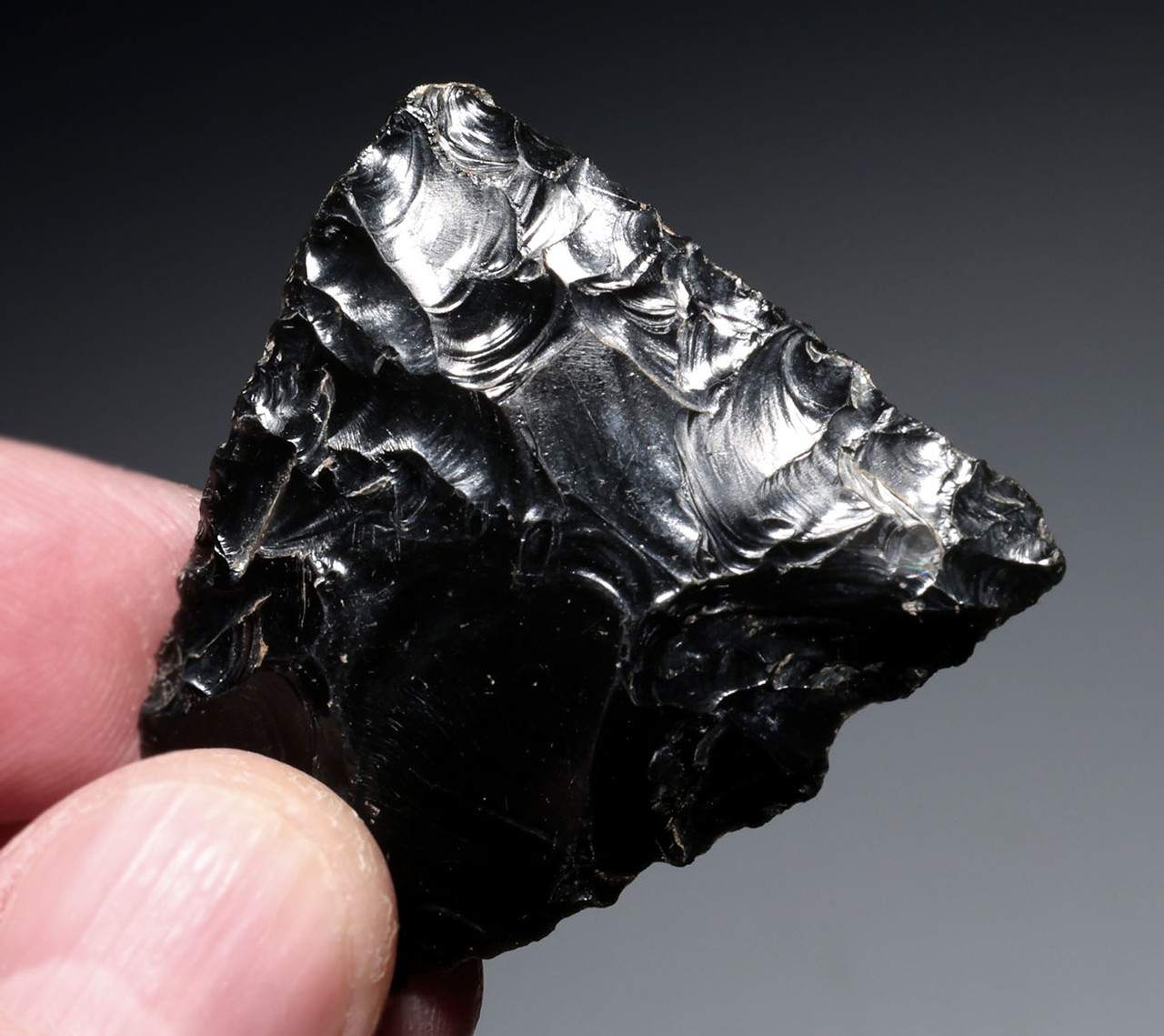 EXTREMELY RARE LARGE NAZCA HEADHUNTER PRE-COLUMBIAN OBSIDIAN ATLATL TRANSVERSE "BLEEDING" ARROWHEAD DART FROM THE MAKERS OF THE MYSTERIOUS NAZCA LINES  *PC690