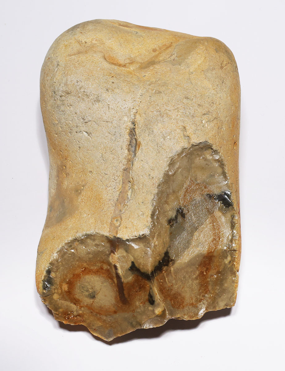 FINEST MAXIMUM SIZE INVESTMENT-CLASS OLDOWAN FLINT PEBBLE AXE FROM WIMEREUX LOWER PALEOLITHIC FRANCE  *PB230