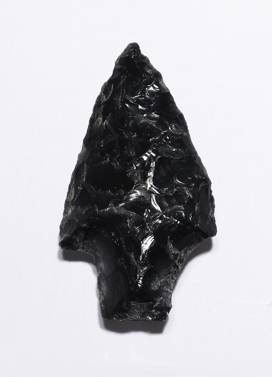SUPREME COLLECTOR GRADE PRE-COLUMBIAN AZTEC BARBED OBSIDIAN TLAHHUITOLLI ARROWHEAD  *PC706