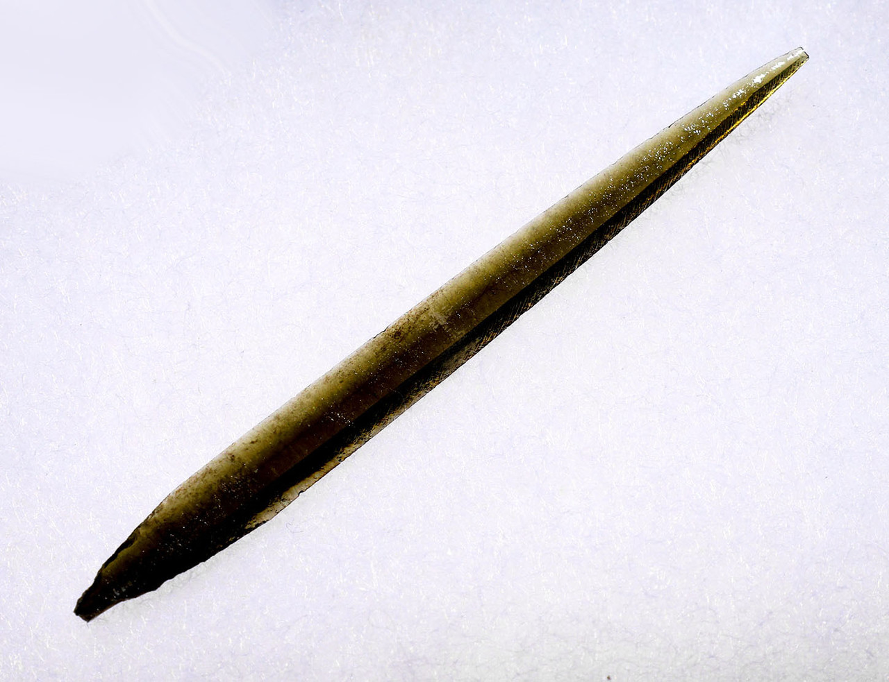 VERY RARE AZTEC PRE-COLUMBIAN GREEN CRYSTAL OBSIDIAN BLOOD-LETTING SACRIFICE NEEDLE PIERCER BLADE  *PC705
