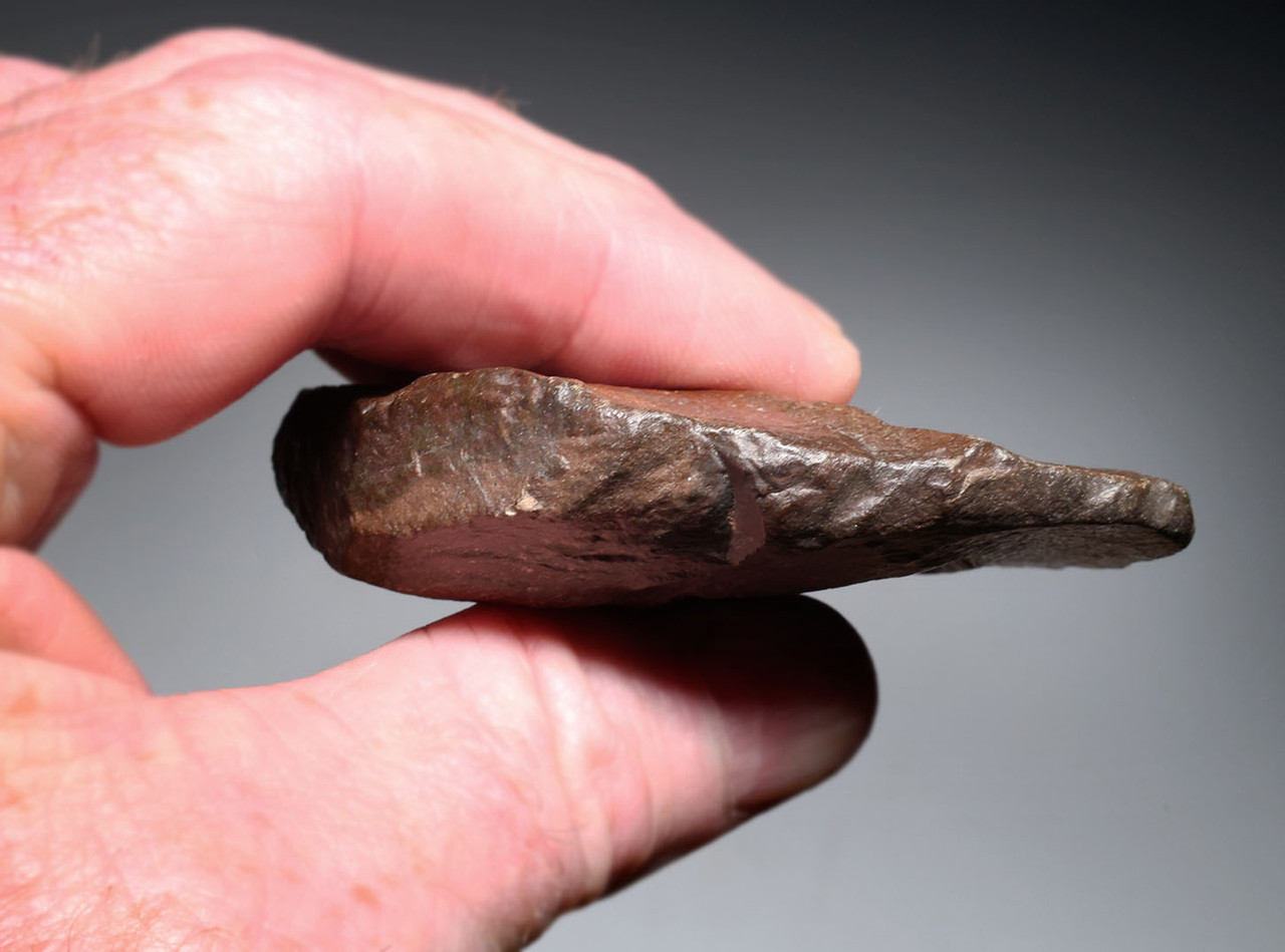 RARE HOMO ERGASTER (ERECTUS) PREHISTORIC ACHEULEAN END SCRAPER FLAKE TOOL FROM LOWER PALEOLITHIC  STONE AGE AFRICA  *ACH497